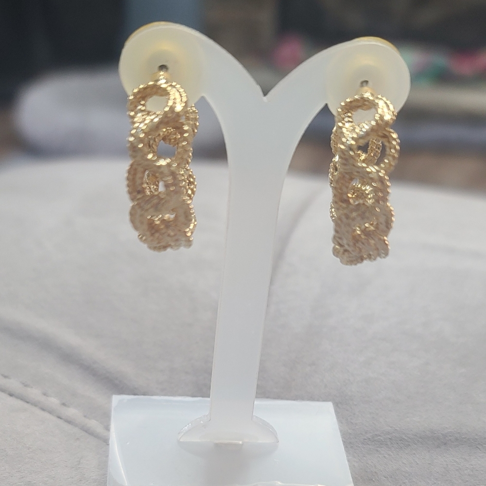 Womens Lia Sofia Goldtone Rope Chain Hoop Earrings